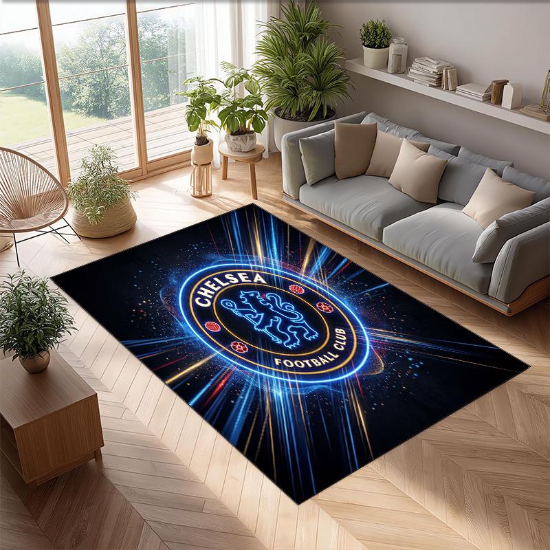 Chelsea FC Printed Flannel Area Rug Non Slip Soft Polyester Floor Carpet Indoor Decor Mat for Bedroom Living Room Sofa Game Room Home Decoration