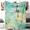 Blanket 1pc Artistic Dragonfly Nature Winter Flannel Blanket Featuring Soft High-definition Digital Printing; a Modern-style Small