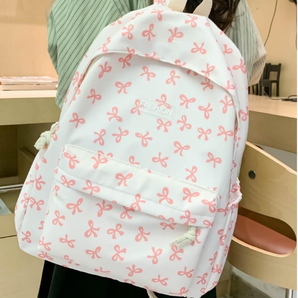 Nylon Bow Backpack Lightweight Teenagers Shoulder Bag Students School Bag  Junior High School