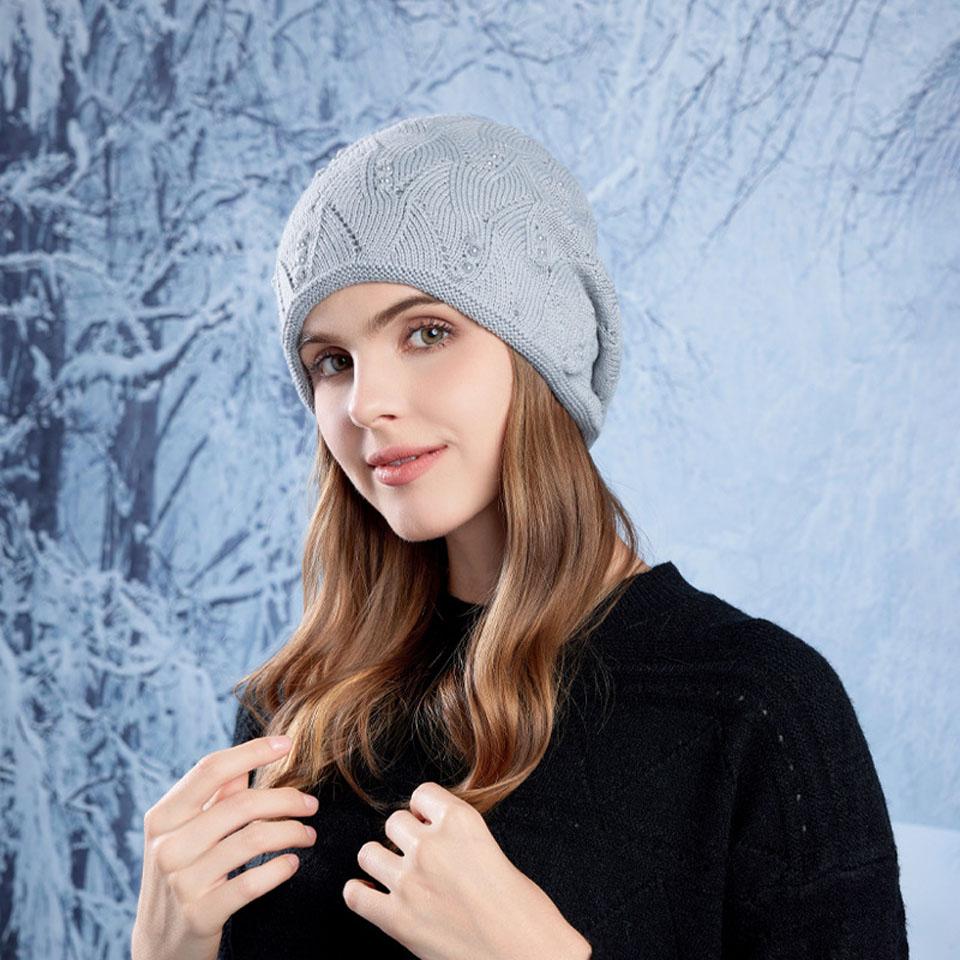 Getinfit Pullover Cap Winter Warm Knit Hat Big Head Size Korean Style Postpartum Confinement Comfortable серый