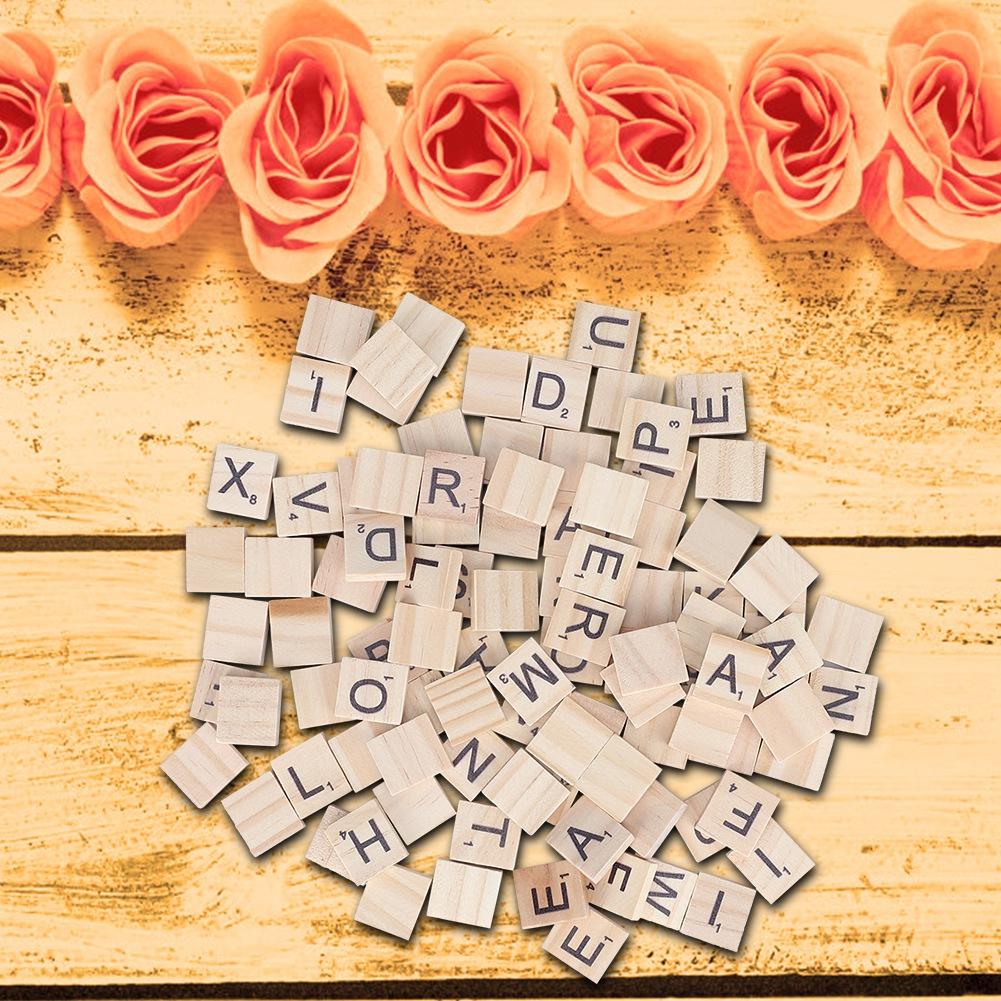 100PCS Wood Letter Tiles Wooden Alphabet Tiles A Z Capital Letters for Crafts, Pendants, Spell