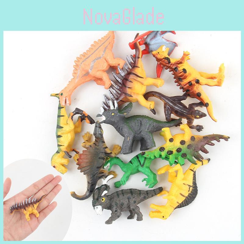 Realistic Pvc Dinosaur Model Set Colorful Animal Figurine Toys For Kids 12 Pieces