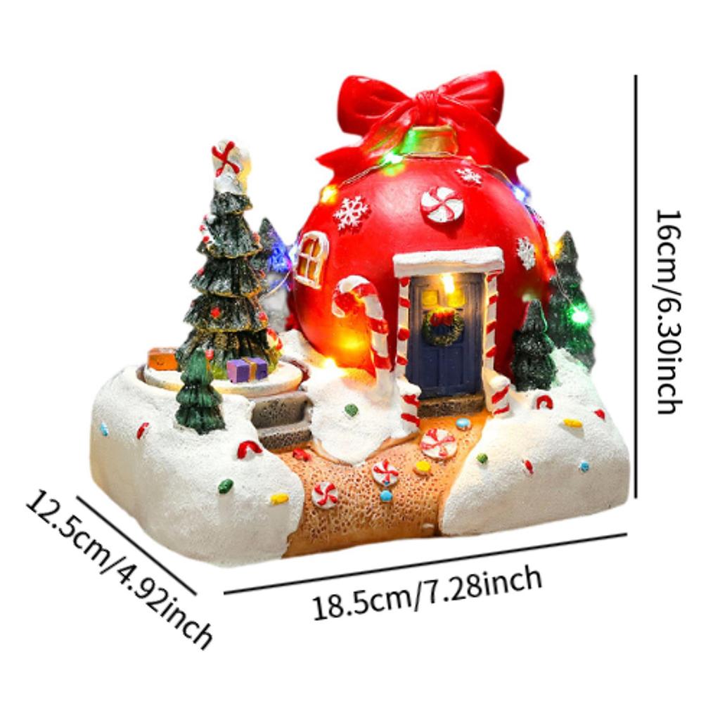 Christmas Scene Illuminated Figurine Miniature Tabletop Decoration for Home or Garden Decor Good Craftsmanship Multifunctional