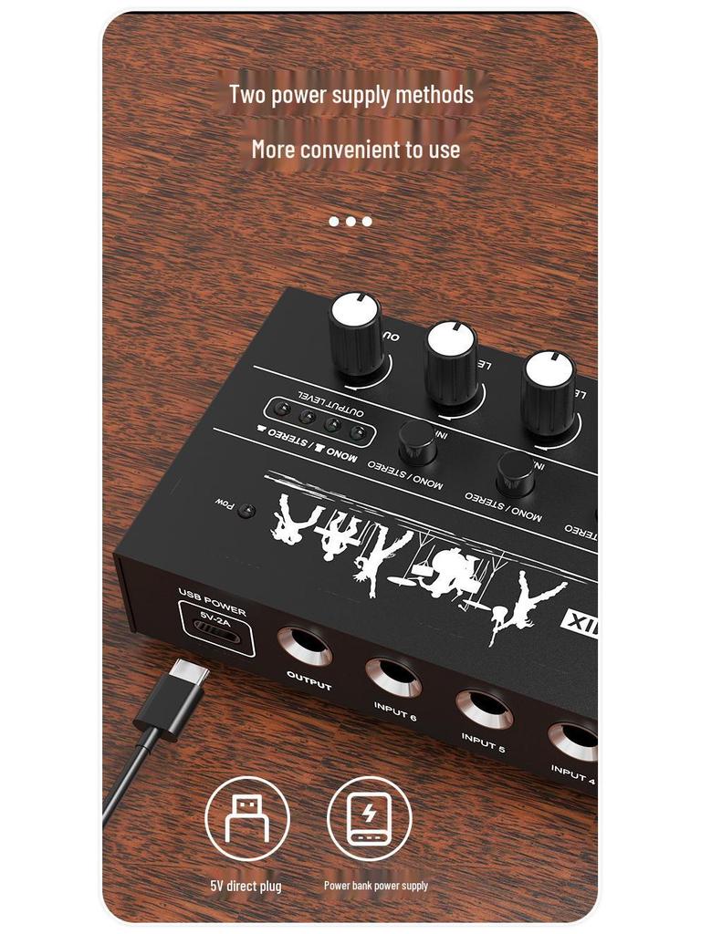 8-Channel Compact Audio Mixer for Microphones & Instruments