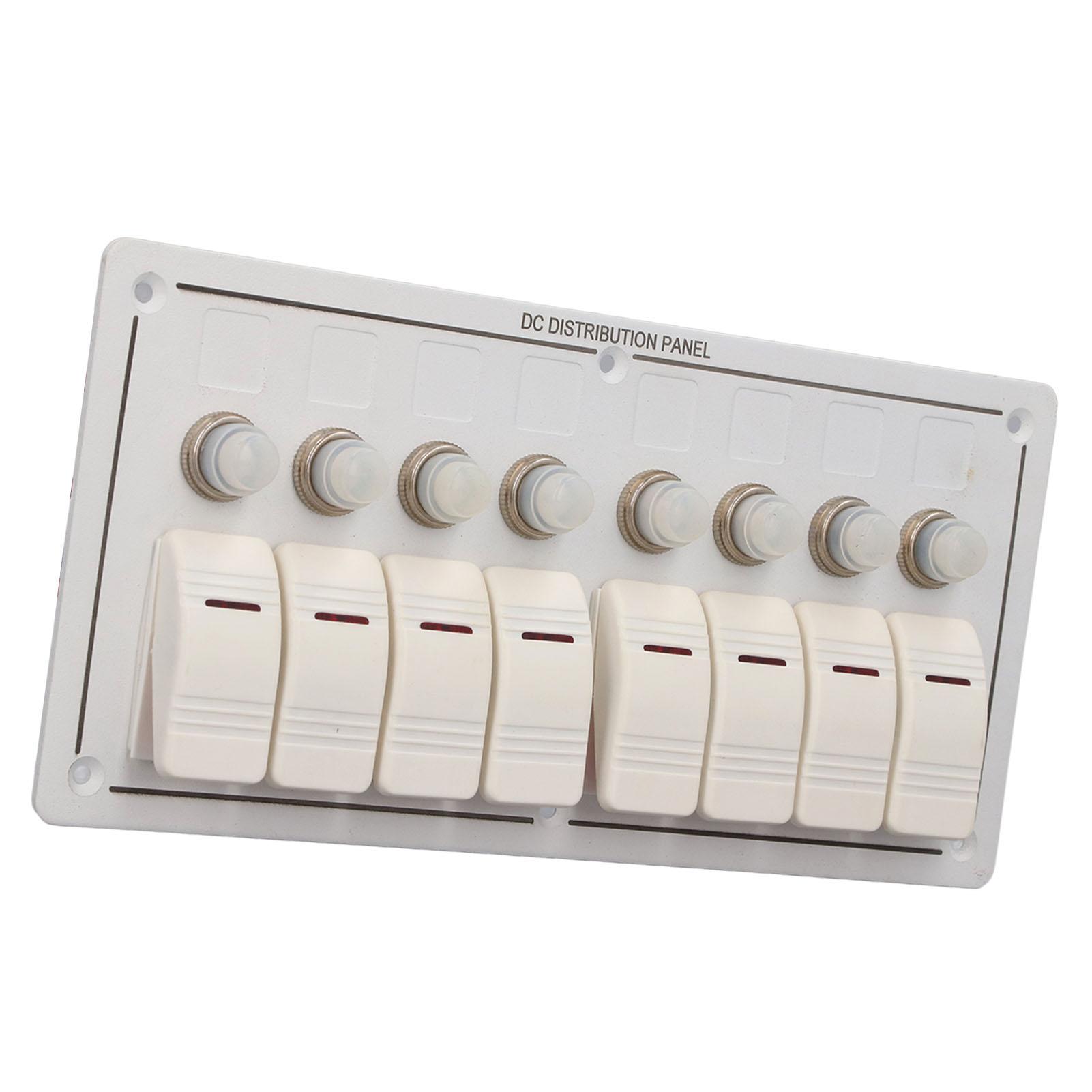 

8 Gang Toggle Switch Panel Aluminium Waterproof Switch Control Panel with Overload Protector and Red LED