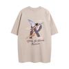 Mens Oversized Vintage Washed Cotton T-Shirt With Cartoon Animal Print Streetwear Loose Fit Short Sleeve Tee