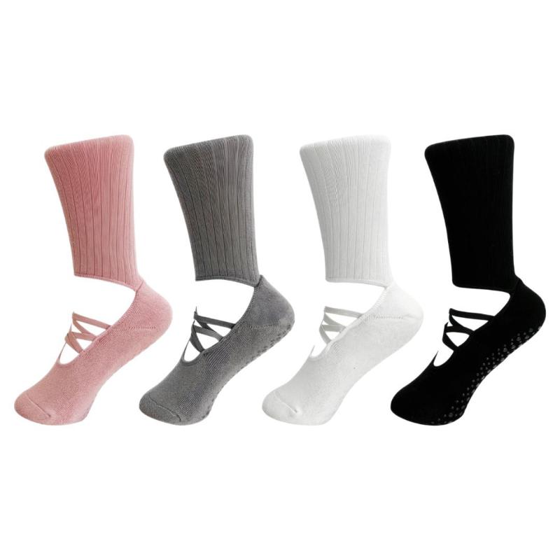 1 Paar Harajuku Street Atmungsaktive Riemchen Griffsocken Baumwolle Pilates Socken Rutschfeste Griffe Schweißabsorbierend Yoga Socken