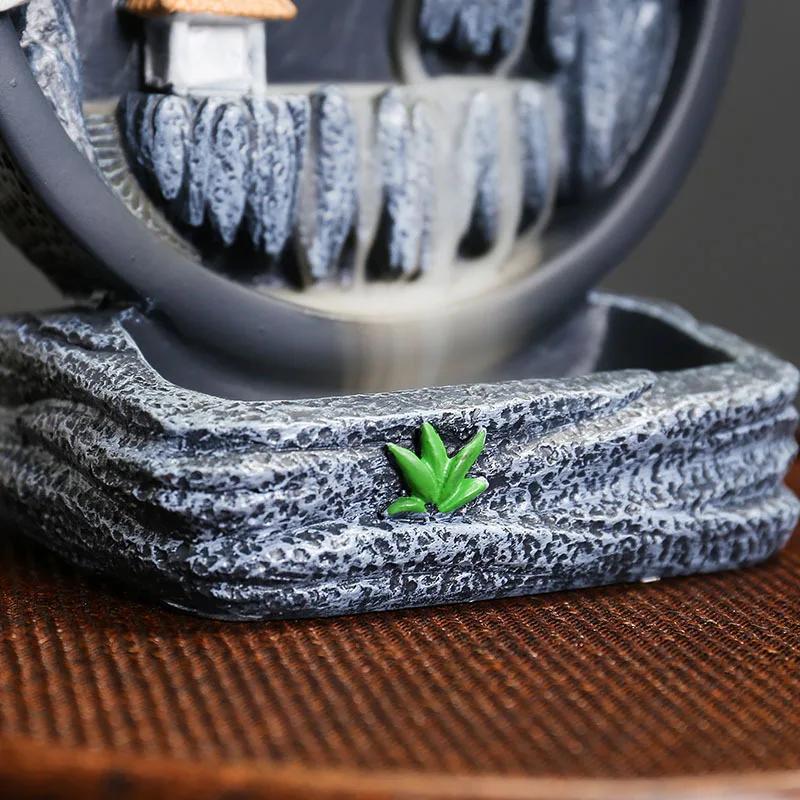 1pc, Resin Handicraft Landscape Home Ornaments Waterfall Backflow Incense Burner(Without Incense Cones)