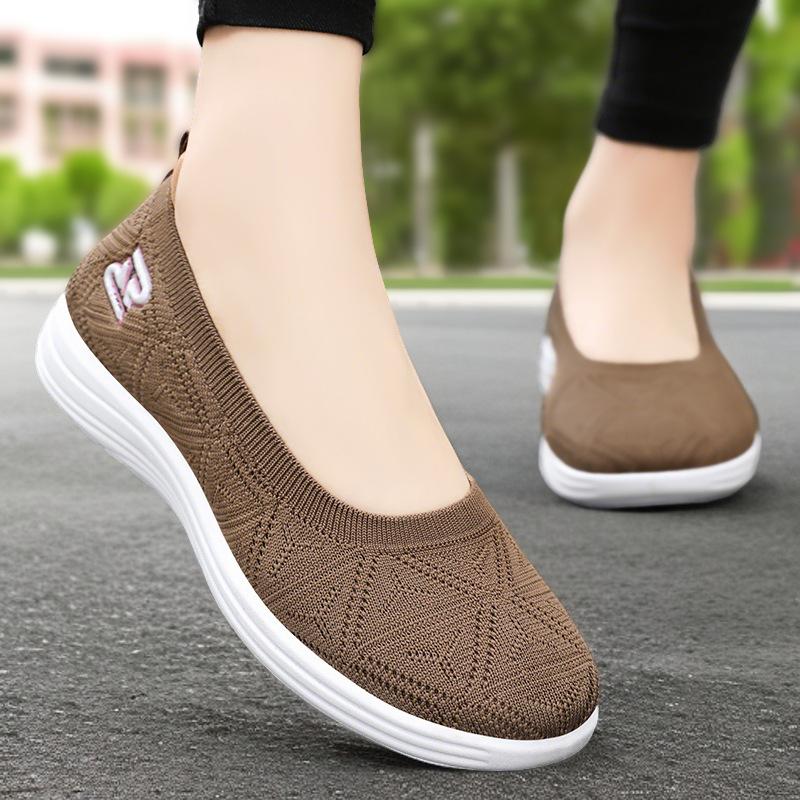 Schuhe Damenschuhe vielseitige Freizeitschuhe Sommer Ein-Pedal alte Pekinger Stoffschuhe Damen flacher Mund atmungsaktive Mesh-Schuhe
