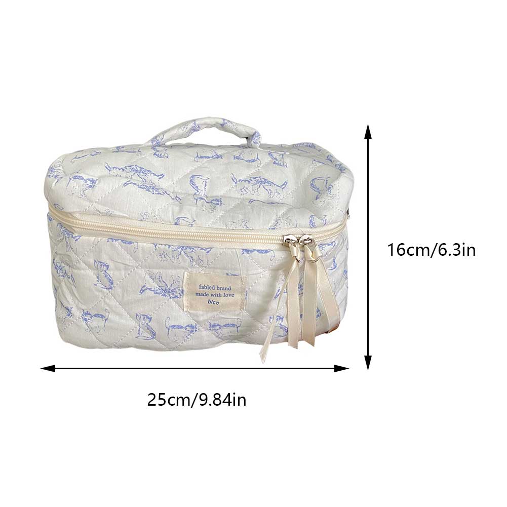Gesteppte Make-up-Tasche Damen Reise Kosmetiktasche Groß Kosmetikhalter Etui Ästhetisch Tragbare Kosmetiktasche Floral Kulturtasche