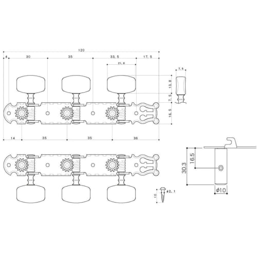Guitar Tuning Pegs, Classical Guitar Tuners (Set of 2), for 40-inch Classical Guitars, Machine Heads, Durable & Wear-Resistant, Easy Installation, Smo