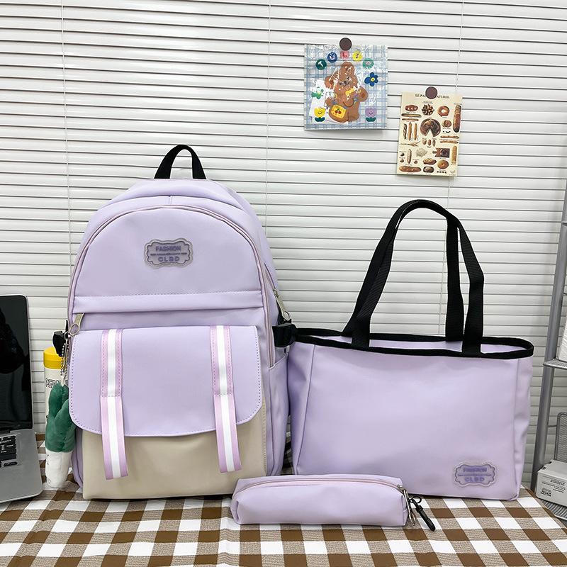 

TS JYL laptop bag,Korean INS Casual Backpack Girl 2024 Large Handbag 3 Sets School Bag single package фиолетовый