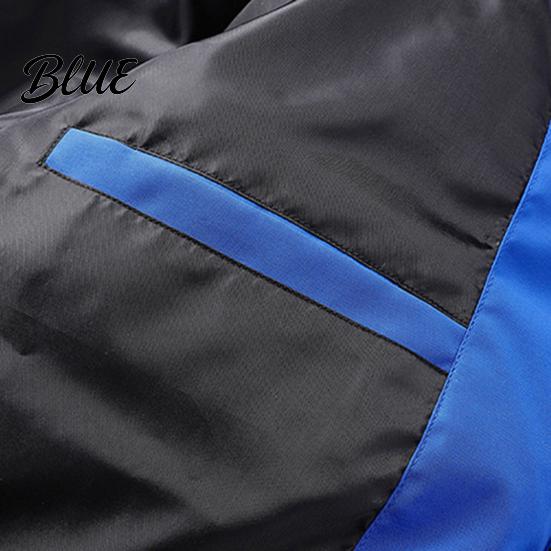 Zipper Closure Cotton Jacket with Long Sleeve Stand Collar Coat Men Zip-up Thickened Side Pockets