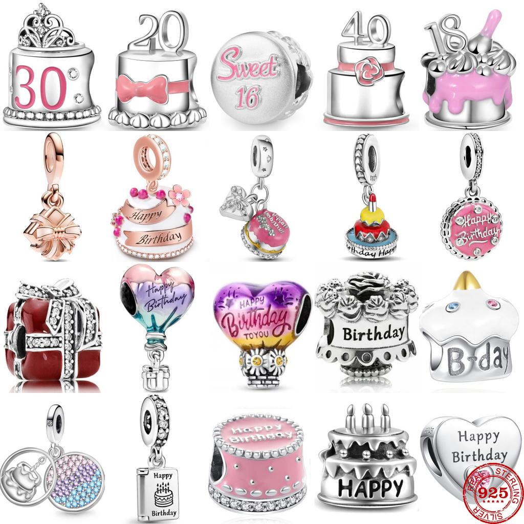 Copper Happy Birthday Anniversary Celebration Beads Charm Fit Original Pendant Bracelet Jewelry Making Women Gift