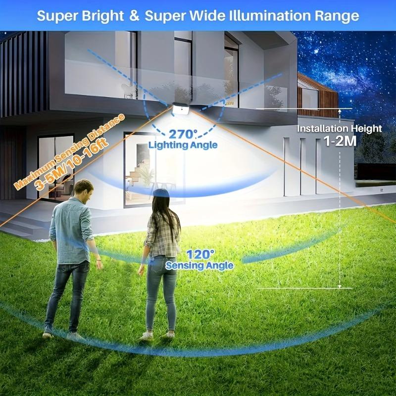 1/2PCS Motion Sensing Smart Light, 132 LEDs, 3 Modes Solar Security Light, IP65, Solar Fence Light for Outdoor, Yard