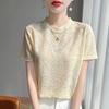 A New Summer Style Jacquard Tencel Knitted Short-sleeved Women's Round-neck Knitted T-shirt