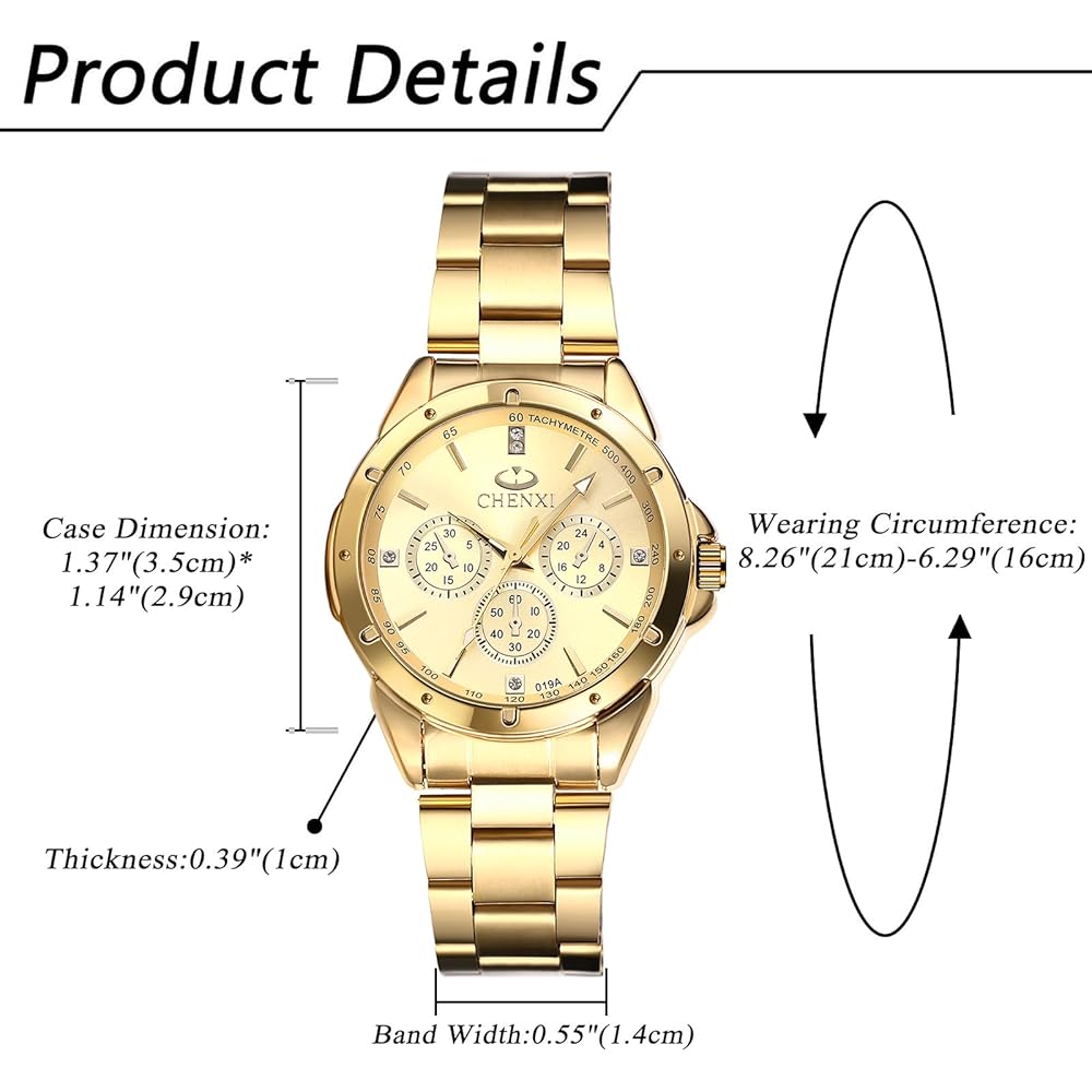 "Women's Stainless Steel Waterproof Analog Watch Gold Small Second Hand Fashion Accessory"