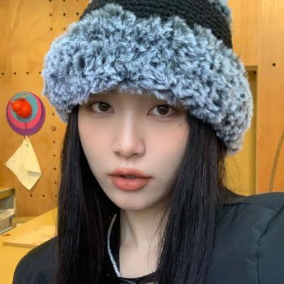 LOOKING4U Angora Band Bucket Hat Black