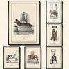 Lustige Badezimmer Toilette Dekoration Leinwand Malerei Tier Badewanne Poster Bär Krake Pinguin Schimpanse Retro Wand Bild Kunst