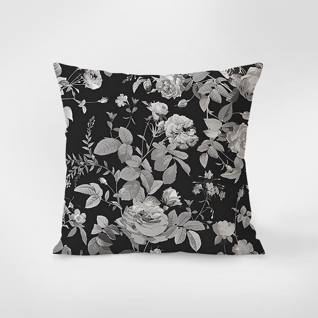 

Простая черно-белая декоративная наволочка с цветочным узором для гостиной, спальни, квадратная подушка, наволочка 45x45cm