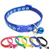 Easy Wear Adjustable Nylon Cat Dog Footprint Safety Necklace Collar With Bell Puppy Pet Chain