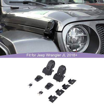 Engine Hood Latches Locking Hood Catch Kit Aluminum Alloy Hood Locks Compatible with Jeep Wrangler JK JL JT