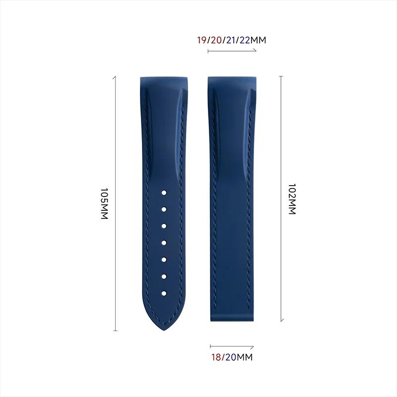 Fluororubber Rubber Watchband 19mm 20mm 21mm 22mm For Longines HydroConquest L3 GMT Pioneer Zulu Time Watch Band Bracelets