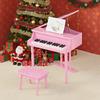 Kinderspielzeug-Holzflügel, 30 Tasten Keyboard - Inklusive Hocker und Notenständer - Musikinstrument - Rosa MDF