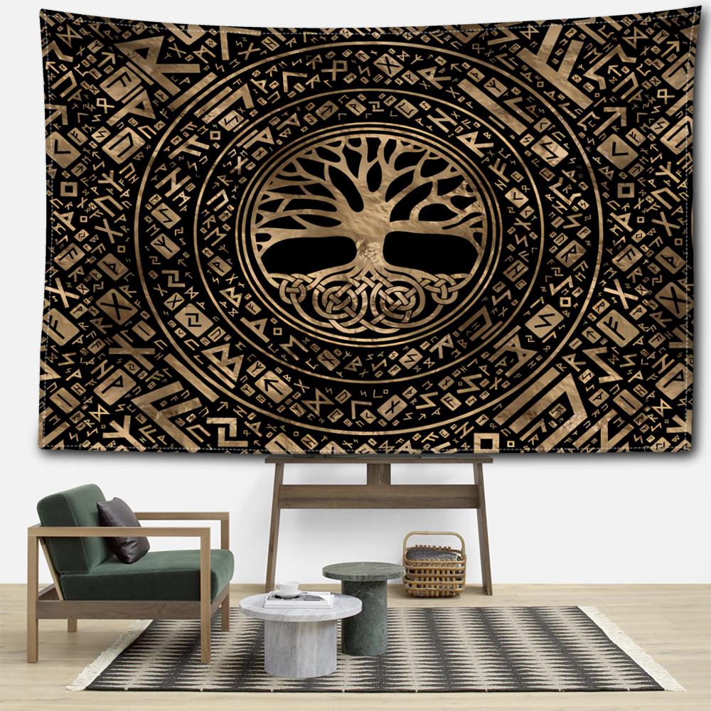 Rune Tree Of Life Tapestry Wall Hanging Abstract Art Hippie Tapiz Witchcraft Mysterious Living Room Background Cloth Home Decor
