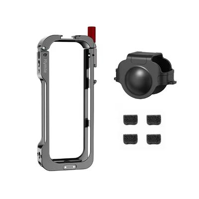 Flymile For Insta360 X5 Metal Cage Camera Accessories Aluminum Protective Case Silicone Lens Cover Multifunction Utility Frame
