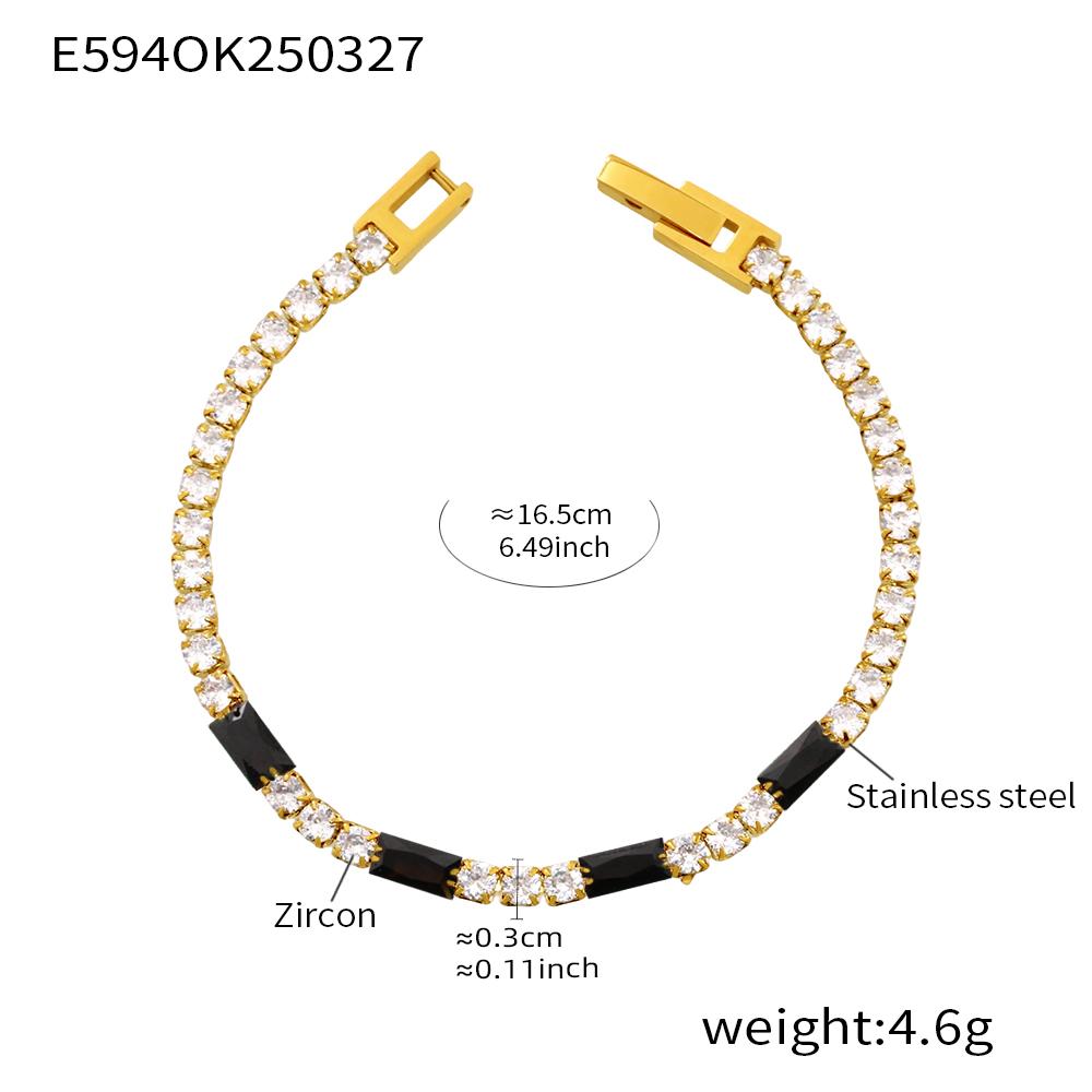 316 Stainless Steel Gold-Plated Luxury Bangle for Women Fashion Square Round Colorful Zirconia Bracelet Female Charms Zircon