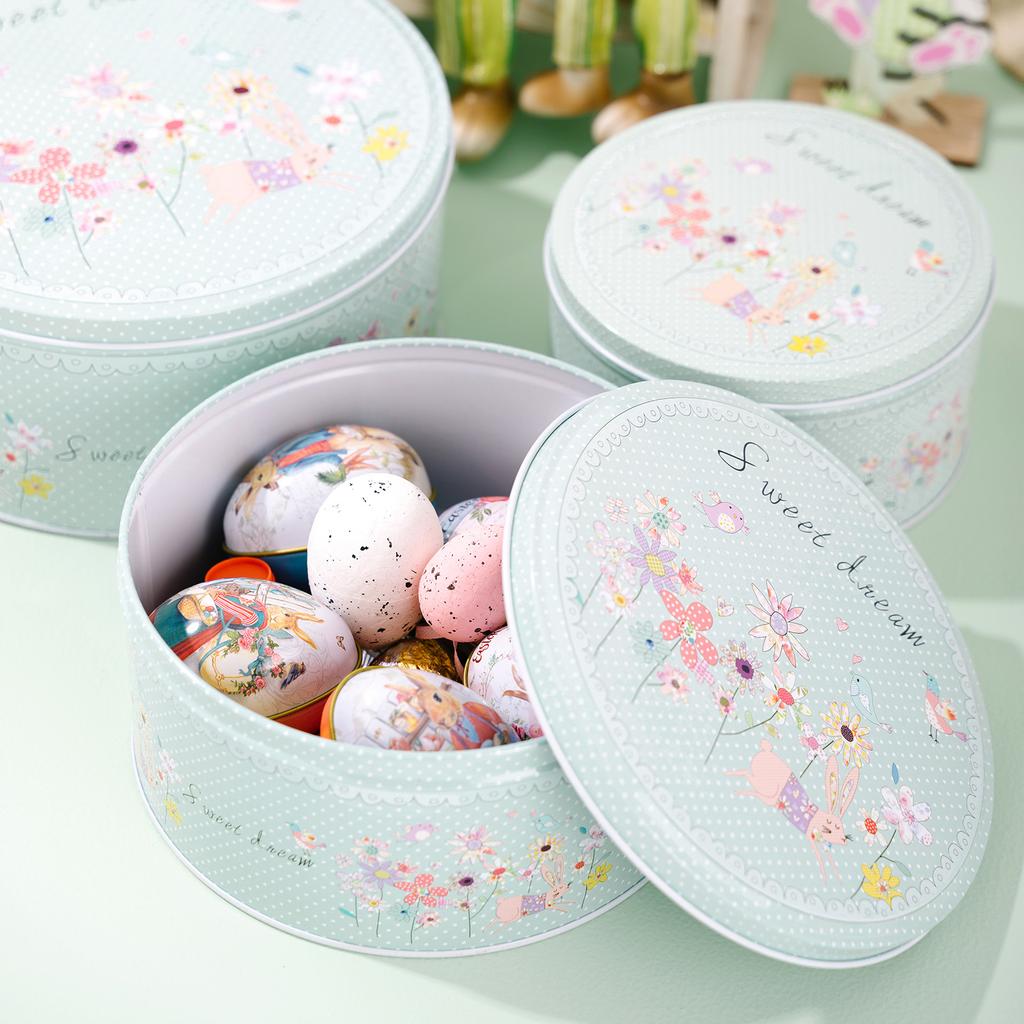 Easter Decorations, Tin Boxes, Colorful Easter Bunny Storage Boxes, 3-piece Set