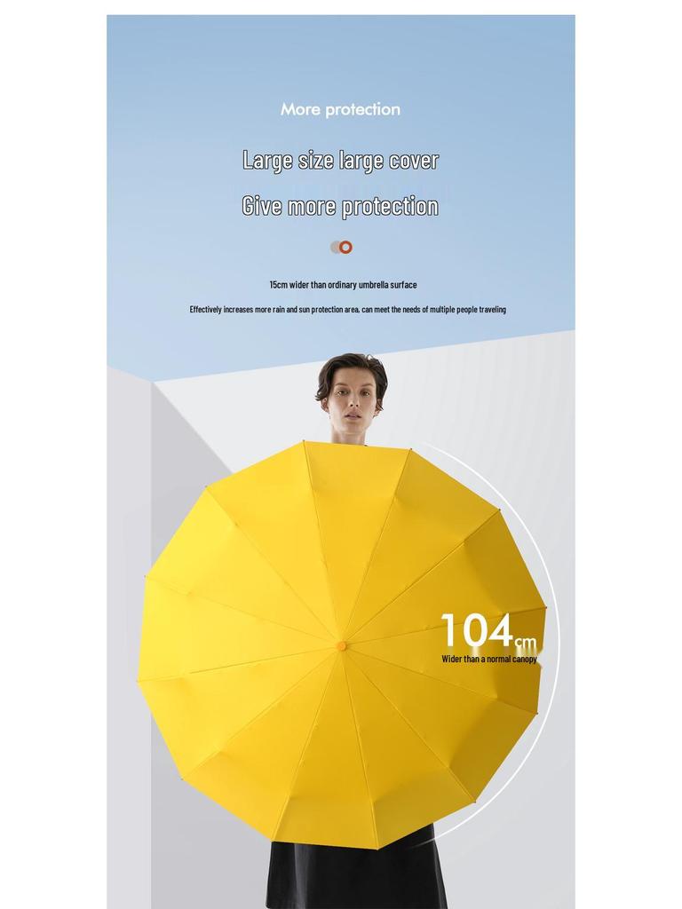 72-Rib Automatic Sun & Rain Umbrella with UV Protection, Large Size, Unisex