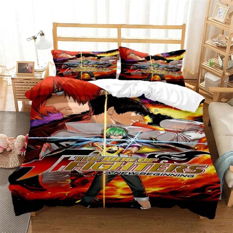 Anime King of Fighters KOF Bedding Set,Duvet Cover Comforter Bed Set Quilt Cover Pillowcase,King Queen Twin Size Boys Girls