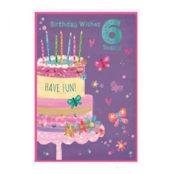 Simon Elvin Cake 6th Birthday Greetings Card (Pack of 6)