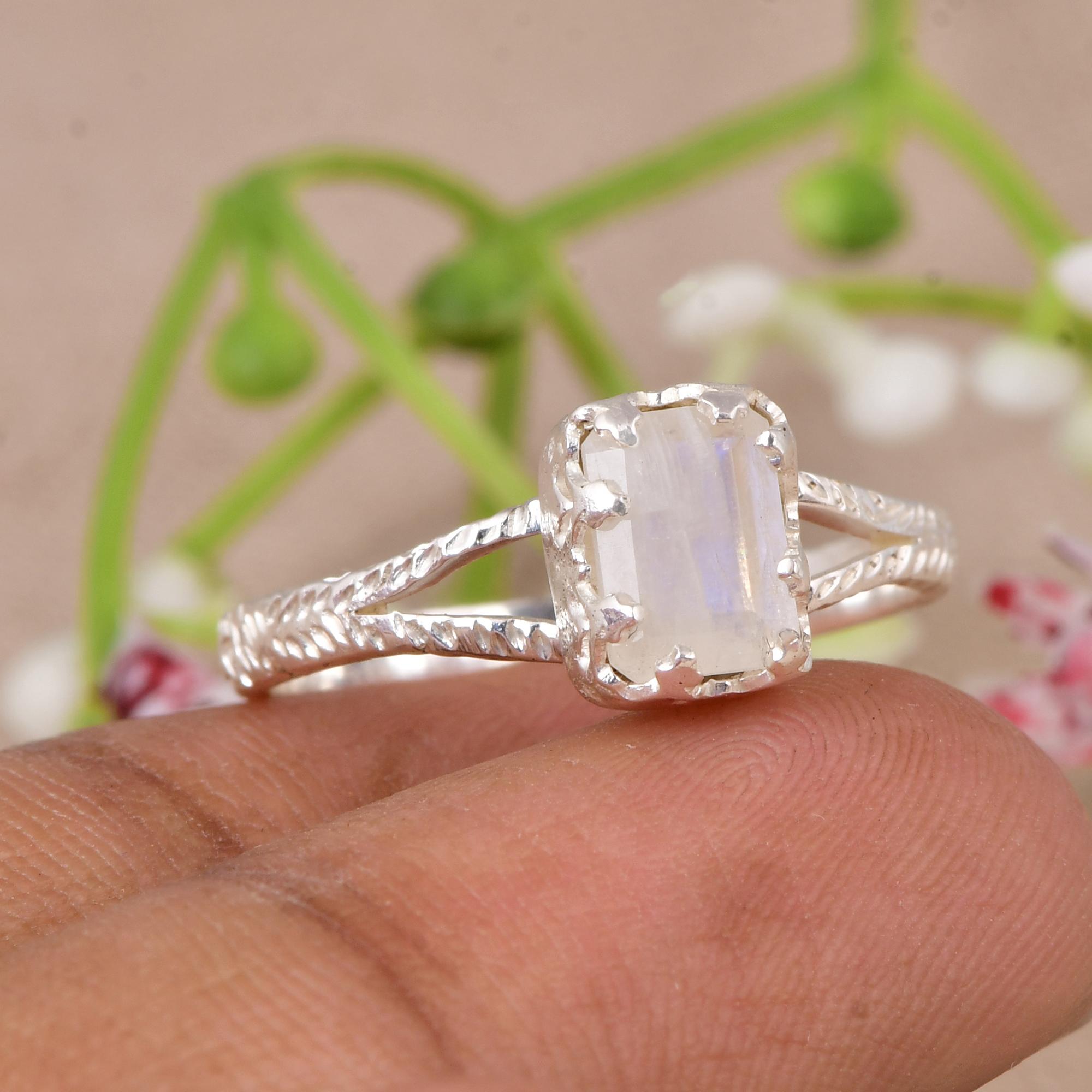 

Minimalist Moonstone Ring | Sterling Silver Dainty Ring | Handmade Gemstone Ring | June Birthstone Jewelry | Gift for Her 5