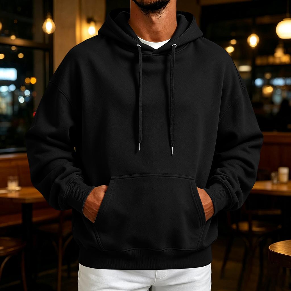 Men's Retro Hoodie Loose Fit Casual Pullover Sweatshirt for Fall Winter