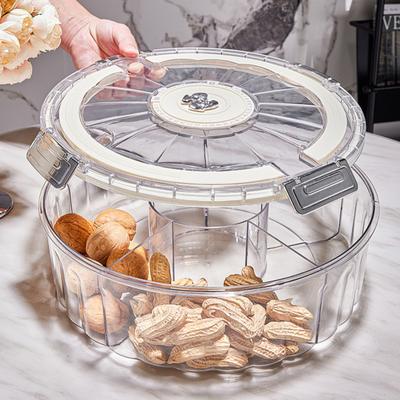 Fruktfat Roterande Snacksfat med Lock Handtag 6 Fack Uppdelad Serveringsfat Inomhus Utomhus Diskmaskinssäker Snacks serverare
