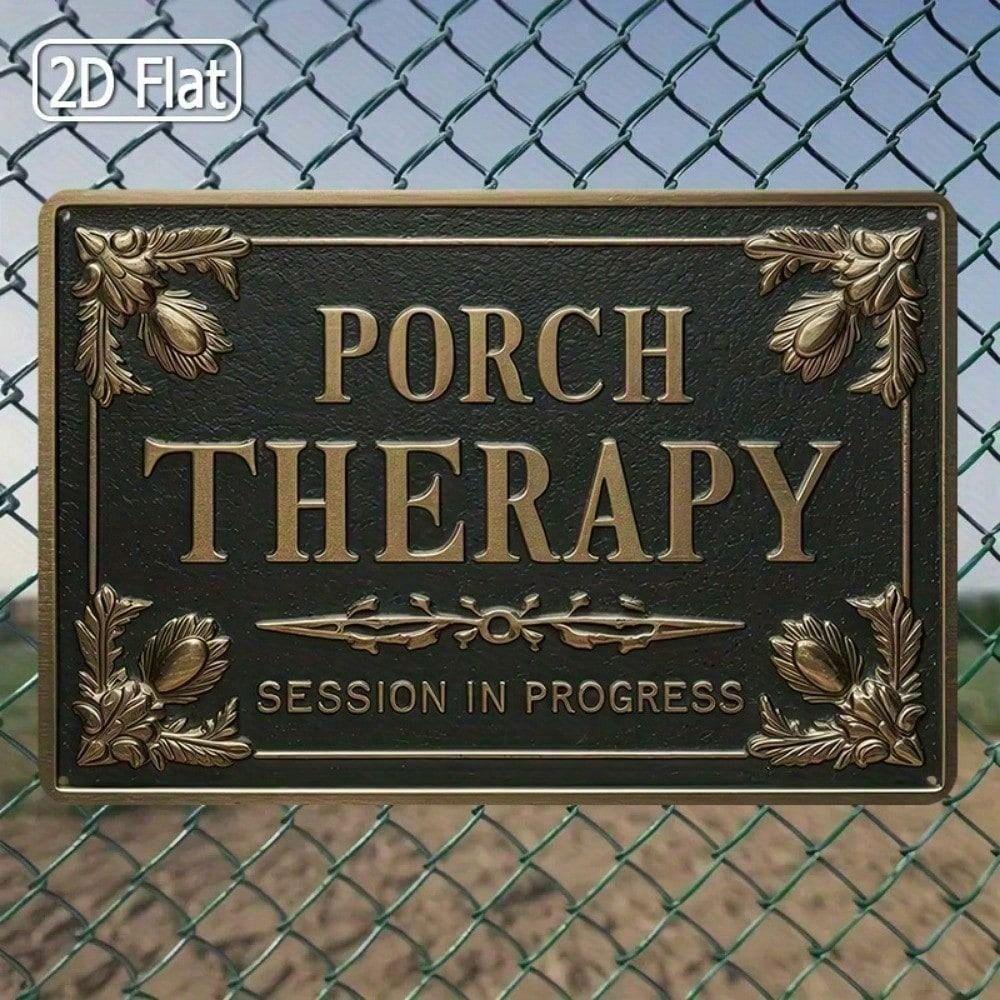 Vintage Metal Sign Therapy Session In Progress 8x12 Inch Wall Decor For Porch Home