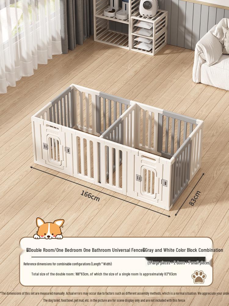 Gray & White Color Block Puppy Playpen for Small to Medium Dogs - Indoor Pet Crate & Isolation Fence