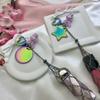 Custom Ins Colorful Stainless Steel Keychain Portable Lipstick Mesh Pocket Keyring Portable Folding Ladies Key Chain Ring Gift