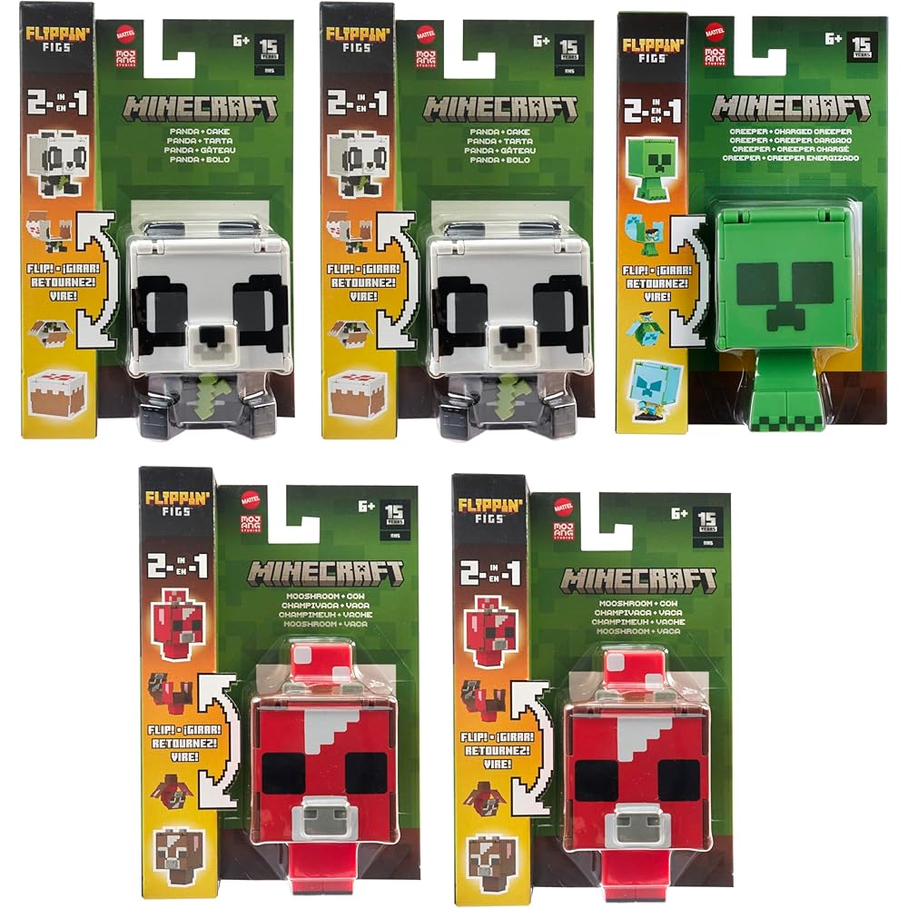 Mattel Minecraft Super Rozszerzalne Figurki B Asortyment (5 figurek w pudełku) dla Dzieci w Wieku 6 Lat i Starszych (Różnego przeznaczenia) 986B-HTL43