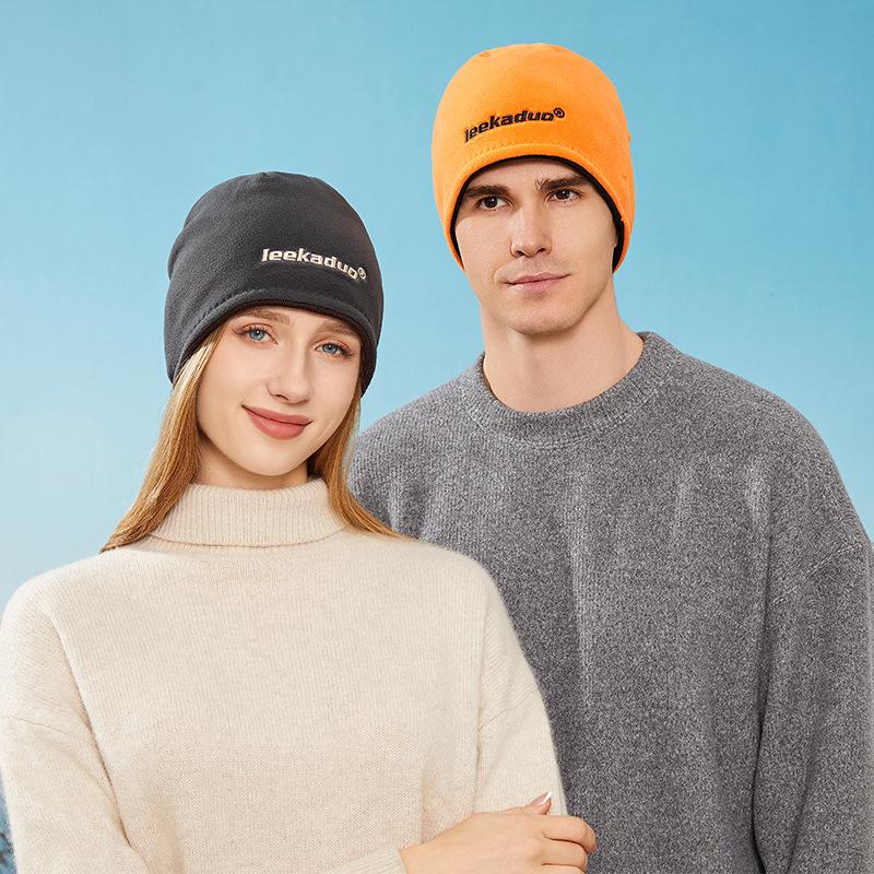 Outdoor fleece cap, double-sided wear, men's and women's autumn and winter thickened outdoor sports cycling cold-proof cap, pullover hat