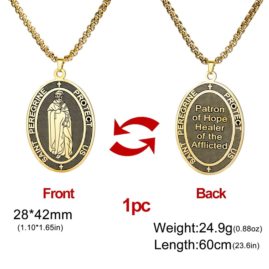 Collane di San Pellegrino Acciaio Inossidabile Cattolico Proteggici Prega Ciondolo Collane Amuleti Double-sided Gioielli Regalo