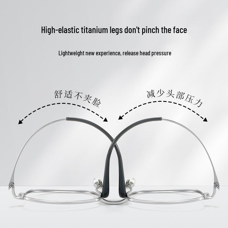 High-Intelligence Silver Ultralight Pure Titanium Narrow Eyeglasses for Women, Square/Round Face, Model 8933