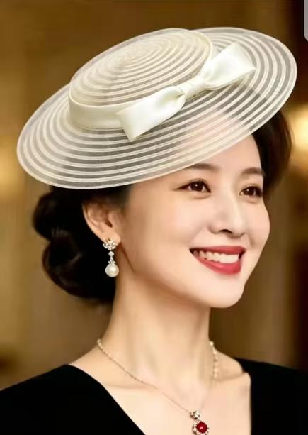 British Elegant Retro Spring Summer New Arrival Bow Decorated Banquet Sun Hat For Women Fashionable Outdoor Headwear