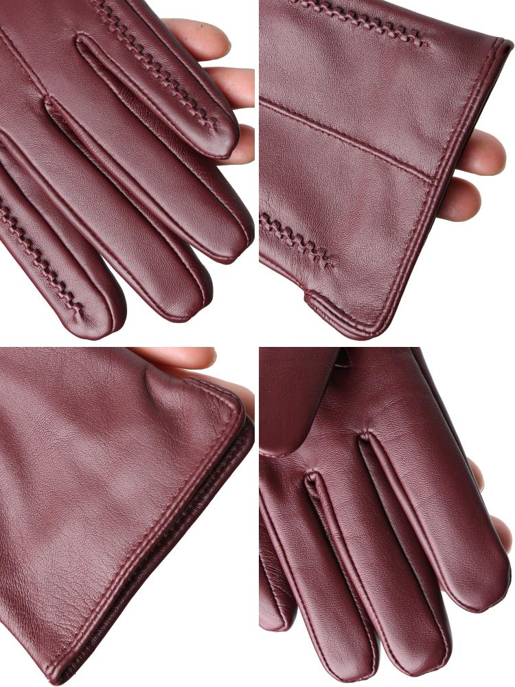 Damen Lammfellhandschuhe Winter Warm Plus Samt Kurz Dünn Touchscreen Autofahren Farbe Damen Kunstlederhandschuhe