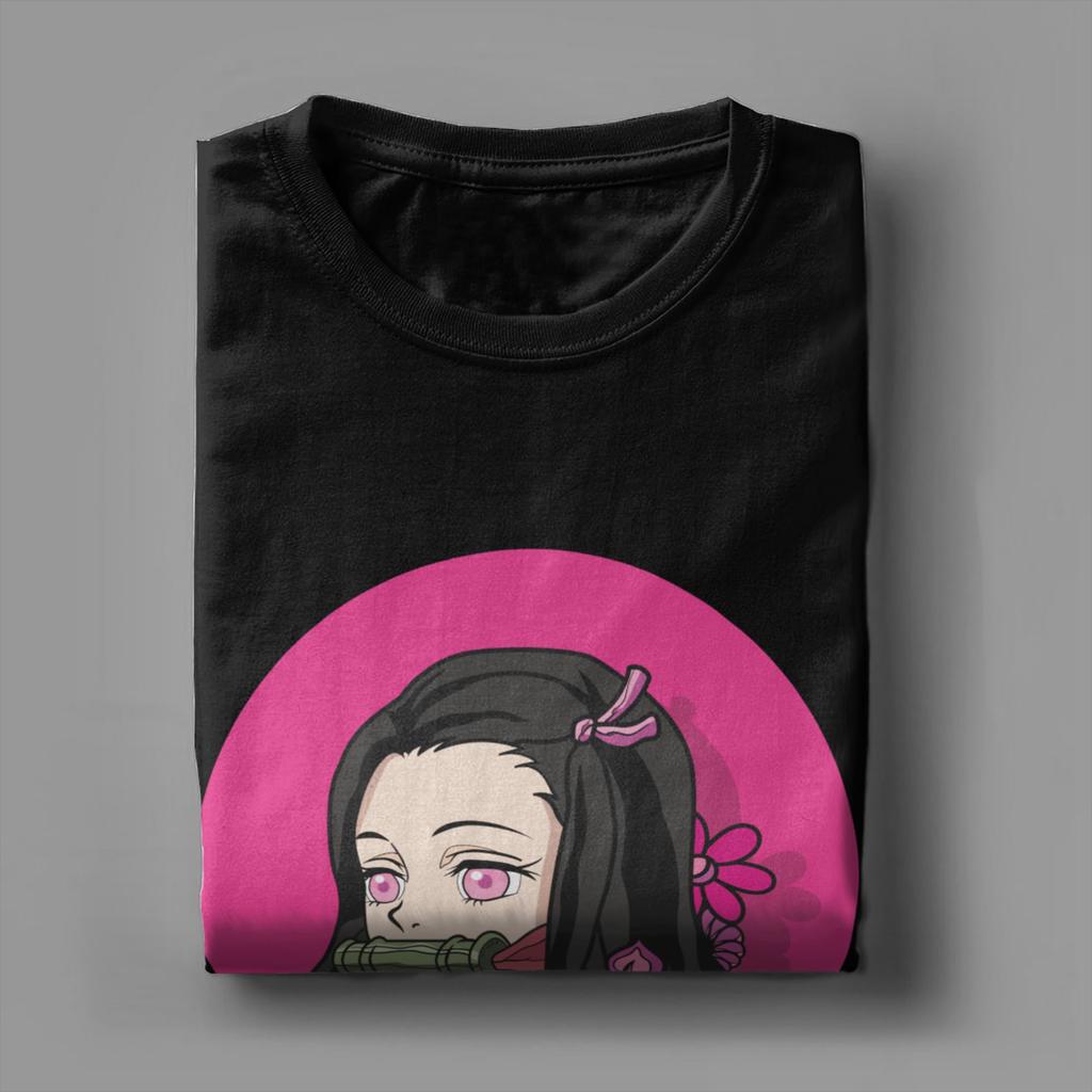 Anime Demon Slayer Nezuko T Shirt for Men Pure Cotton Vintage T-Shirt Round Collar  Tees Short Sleeve Clothes Summer