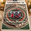 Flannel BlanketNissan GT-R Custom Name Text Personalized Soft Warm Throw Blanket Home Decor Gift