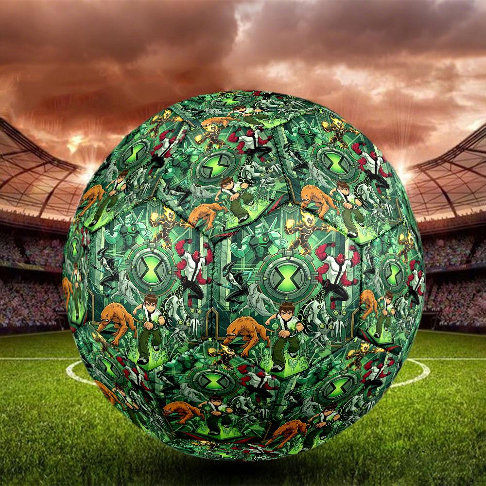 Ben 10 Cartoon Print Size 5 Soccer Ball, Standard Match Football for Sports Game and Team Practice, Ideal Gift for Soccer Fans